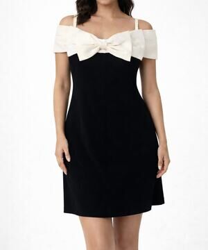 Vintage 90’s Jessica Howard Bow Mini Dress Off The Shoulder Knee Length Classic